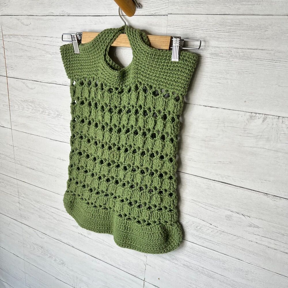 Handmade Purse Womens Green Crochet Bag Tote with Handle Grannycore Bohemian - Picture 3 of 11